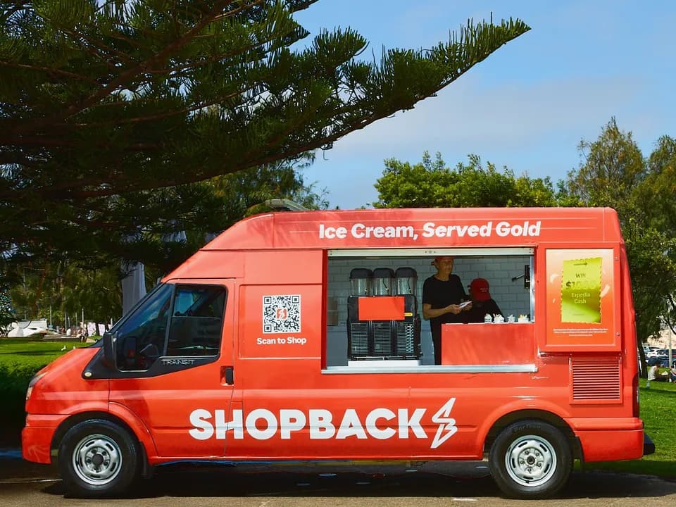 ShopBack branded ice cream truck